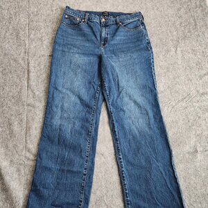 J Crew Full Length Wide Leg Jeans Women's 32 Tall Blue Denim Cowgirl Y2K Preppy